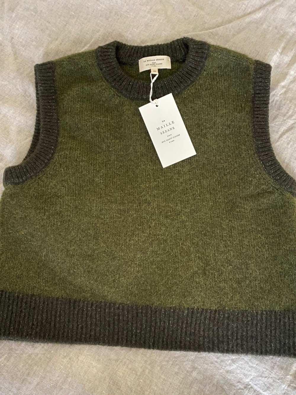 Sezane Samuel 'Perfect Green/Dark Green' NWT - Picture 2 of 11
